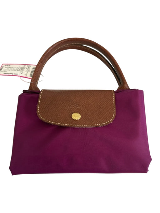 Longchamp Berry Purple Polyamide Blend Leather Detail Zip Top Collapsible Bag Berry Purple / M