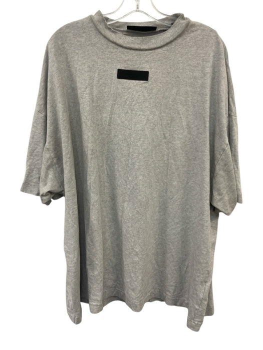 Essentials Size L Gray & Black Cotton Solid Men's Short Sleeve Gray & Black / L