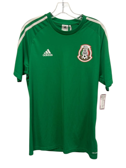 Adidas Size M Green & White Polyester Men's Short Sleeve Green & White / M