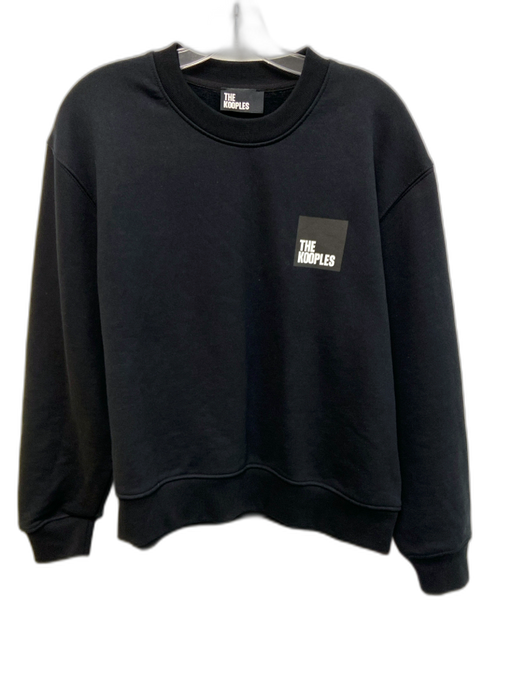 The Kooples Size M Black & White Cotton Blend Graphic Logo Pullover Sweater Black & White / M