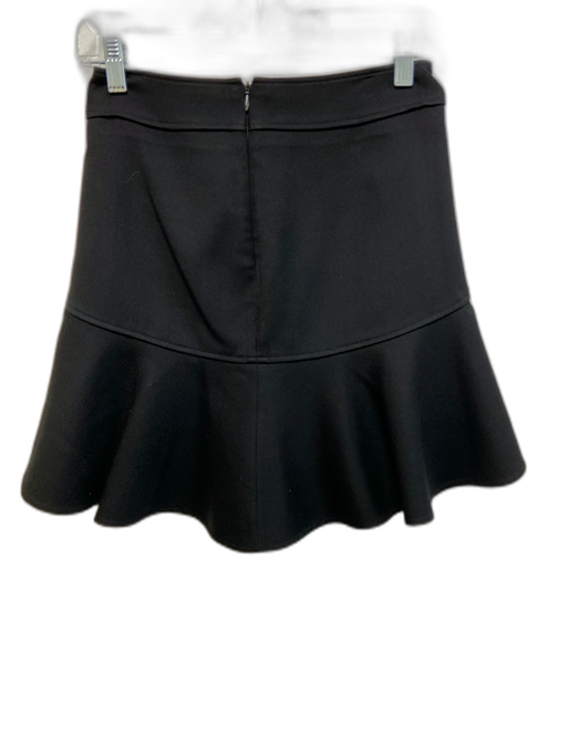 Balenciaga Size 36 Black Wool & Silk Ruffle Detail Side Zip Mini Skirt Black / 36
