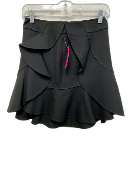 Balenciaga Size 36 Black Wool & Silk Ruffle Detail Side Zip Mini Skirt Black / 36