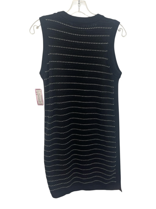 Varley Size XS Black & White Cotton Textured Knit Sleeveless Ribbed Hem Dress Black & White / XS
