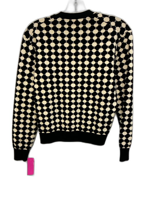 Tory Burch Size M Cream White & Black Viscose Blend Knit Circle Cardigan Sweater Cream White & Black / M