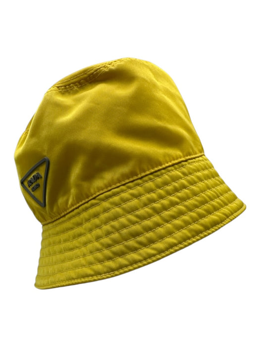 Prada Yellow Nylon Logo Water Resistant Bucket Hat Yellow / L