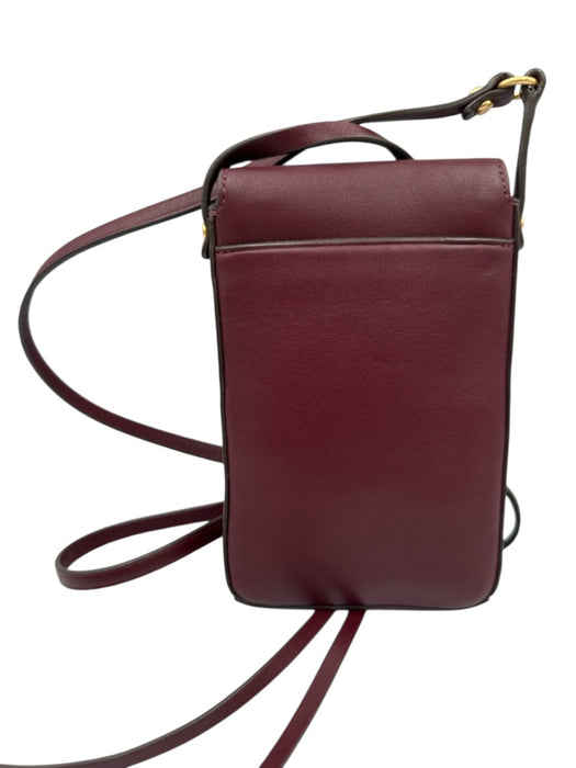 Tory Burch Burgundy Red Leather Logo Magnetic Flap Phone Bag Crossbody Bag Burgundy Red / One Size