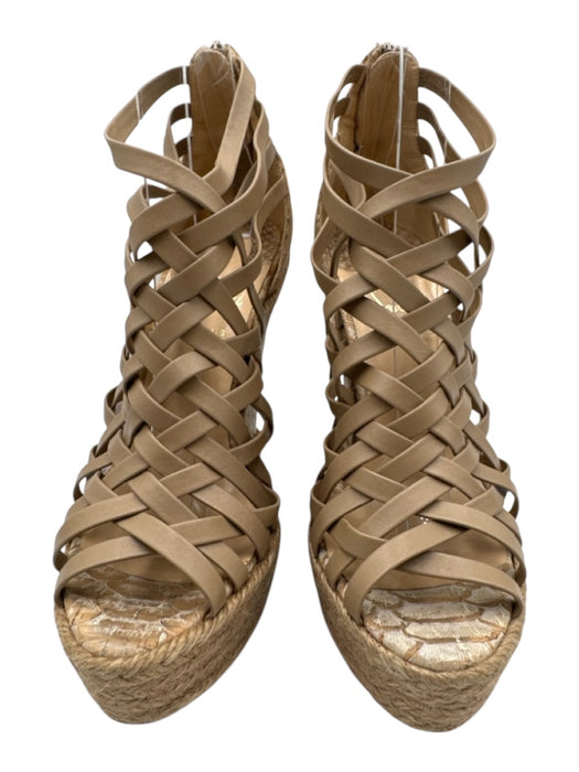 Christian Louboutin Shoe Size 38 Beige Leather Upper Snakeskin Back Zip Sandals Beige / 38