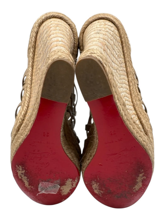 Christian Louboutin Shoe Size 38 Beige Leather Upper Snakeskin Back Zip Sandals Beige / 38