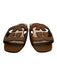 Gucci Shoe Size 36 Tan Brown Leather Upper Interlocking GG Cutout Slide Sandals Tan Brown / 36