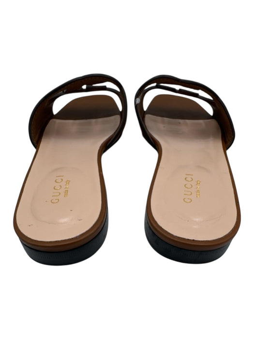 Gucci Shoe Size 36 Tan Brown Leather Upper Interlocking GG Cutout Slide Sandals Tan Brown / 36