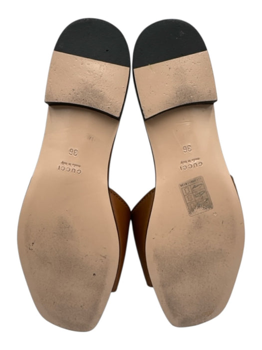 Gucci Shoe Size 36 Tan Brown Leather Upper Interlocking GG Cutout Slide Sandals Tan Brown / 36