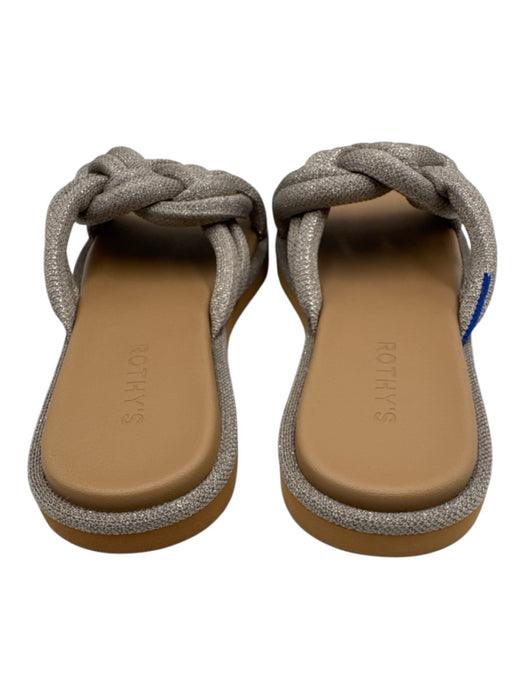 Rothy's Shoe Size 8 Beige & Silver Synthetic Knot Cord Shine Flip Flop Sandals Beige & Silver / 8