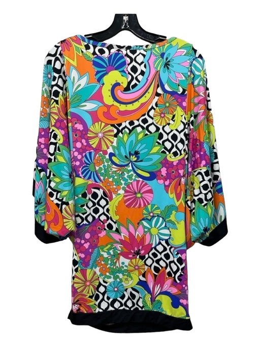 Trina Turk Size S Multi Nylon Blend Wide Neck Abstract Floral Tunic Top Multi / S