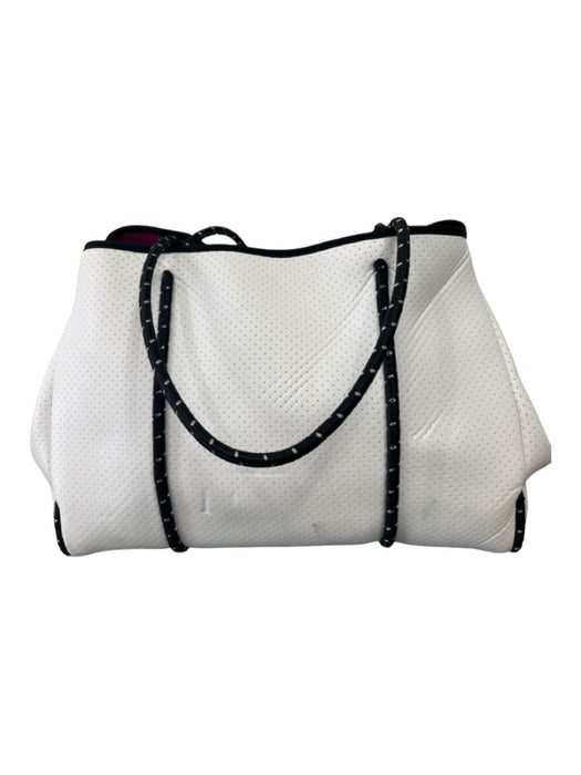 Haute Shore White, Pink & Orange Neoprene Perforated Double Top Handle Bag White, Pink & Orange