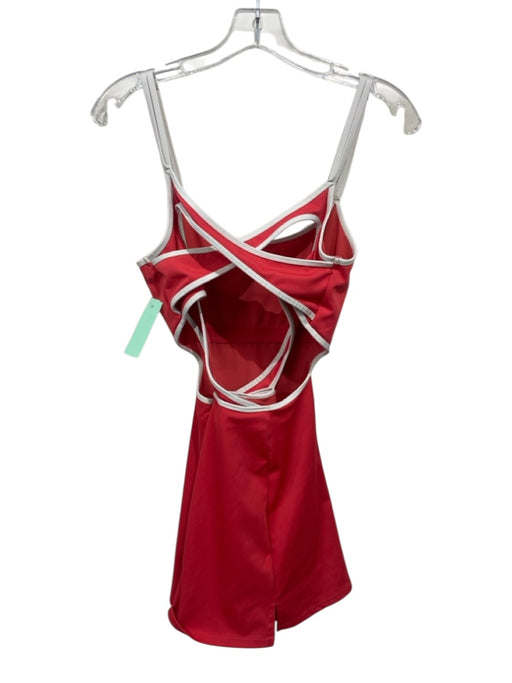 Free People Movement Size S Red & White Polyester Blend Contrast Trim Dress Red & White / S