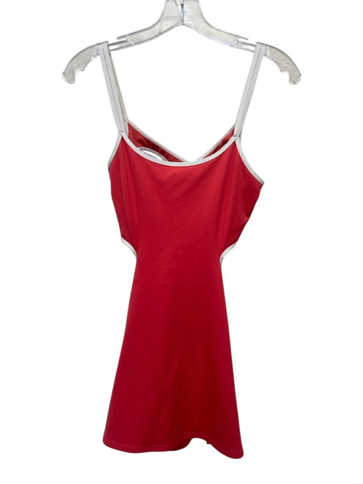 Free People Movement Size S Red & White Polyester Blend Contrast Trim Dress Red & White / S