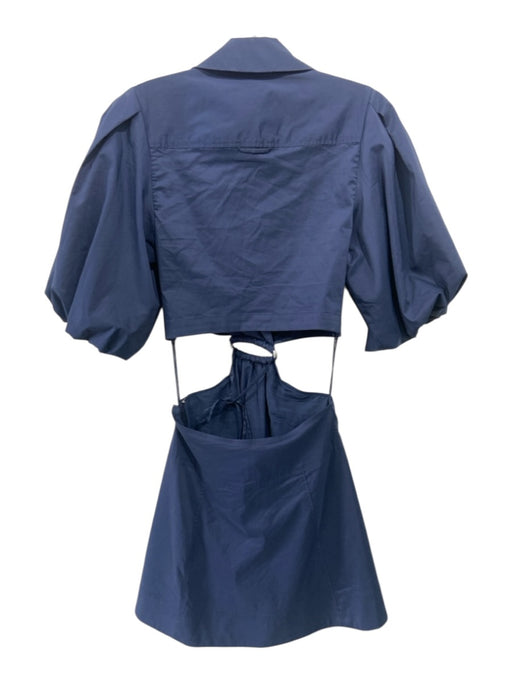 Jonathan Simkhai Size XS Navy Blue Cotton & Polyester Blend Collar Dress Navy Blue / XS