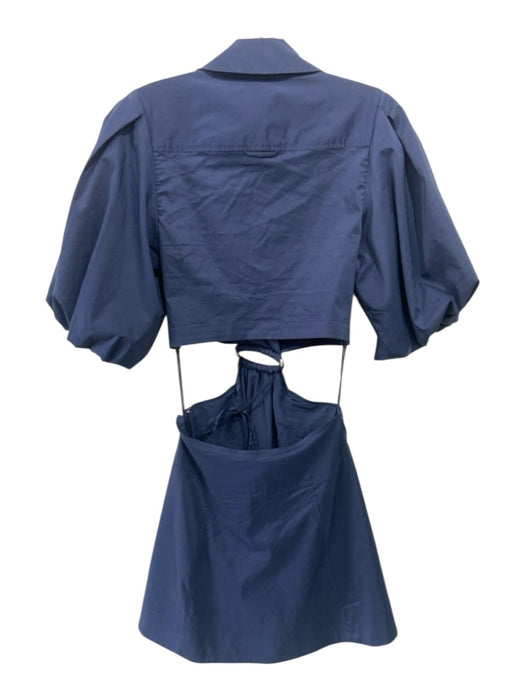 Jonathan Simkhai Size XS Navy Blue Cotton & Polyester Blend Collar Dress Navy Blue / XS