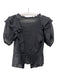 Isabel Marant Etoile Size 36 Black Cotton Sheer Lace Detail Button Back Top Black / 36