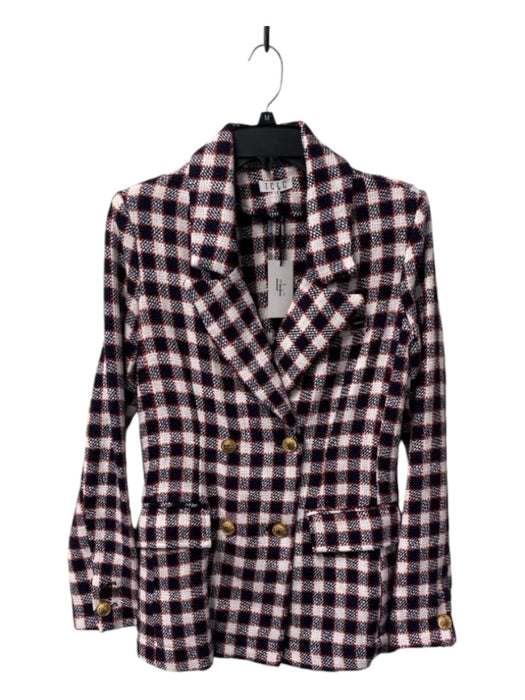 TCEC Size S red white & blue Polyester Tweed check Double Breasted Jacket red white & blue / S