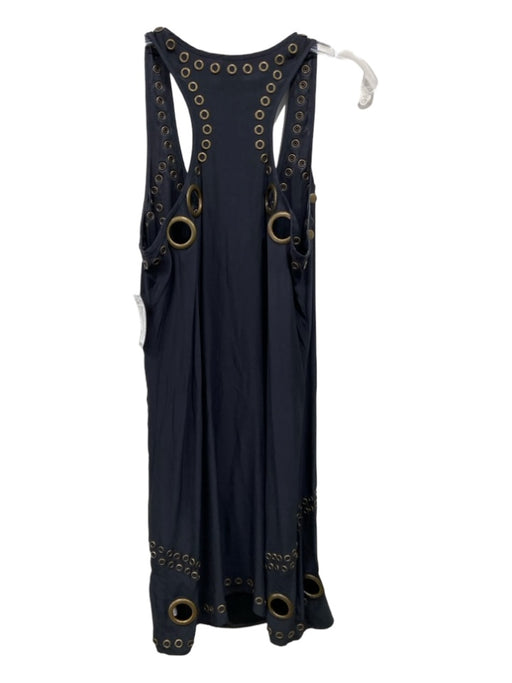 Haute Hippie Size L Black & Brass Silk Round Neck Sleeveless Razorback Dress Black & Brass / L