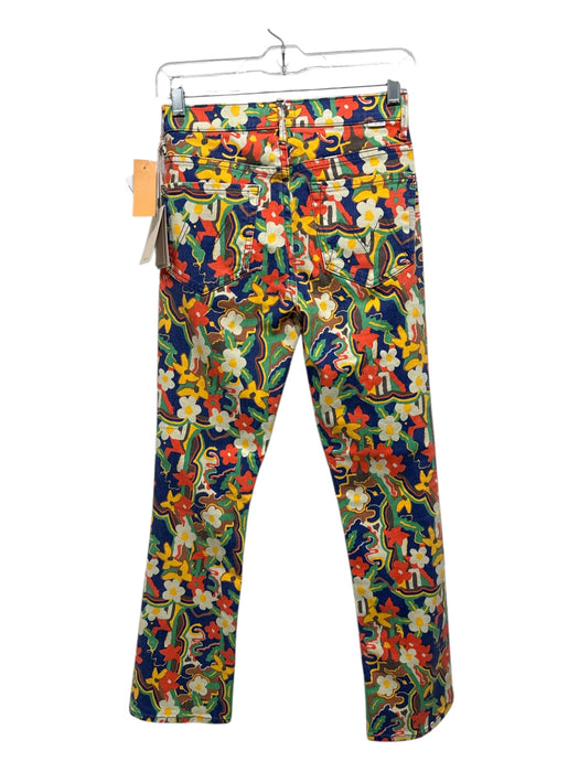 Mother Size 26 Blue, Orange & Yellow Cotton Blend Floral Abstract Pockets Jeans Blue, Orange & Yellow / 26