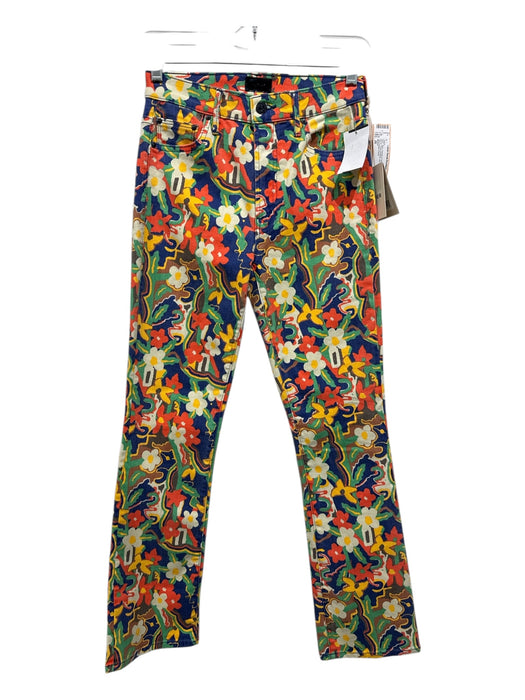 Mother Size 26 Blue, Orange & Yellow Cotton Blend Floral Abstract Pockets Jeans Blue, Orange & Yellow / 26