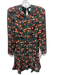 Saloni Size 2 Black Chiffon Multi Color print detail Long Sleeve Dress Black / 2