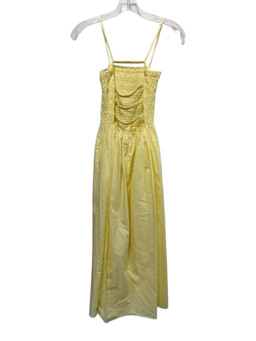 Lucy Paris Size XS Butter Yellow Cotton Smocked Bodice Spaghetti Strap Dress Butter Yellow / XS