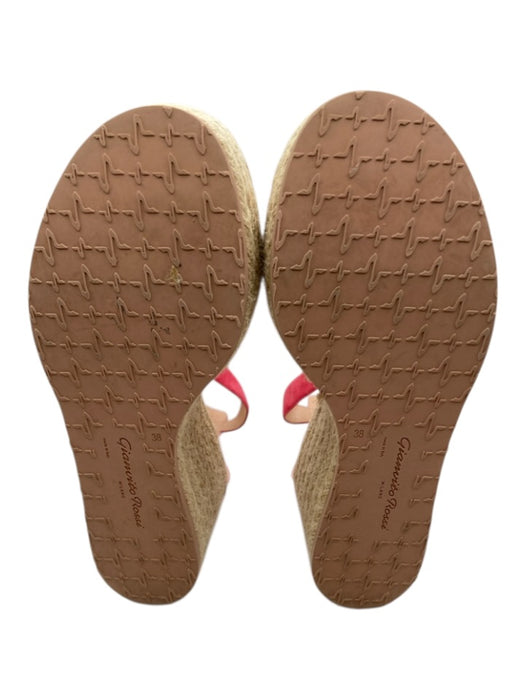 Gianvito Rossi Shoe Size 38 Pink & Beige Leather Upper Ankle Buckle Sandals Pink & Beige / 38
