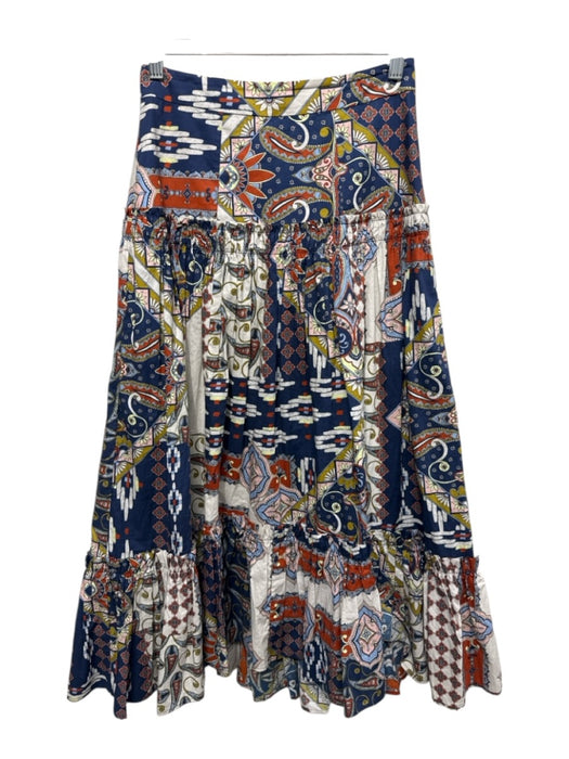 Cara Cara Size XS Navy Blue, White & Multi Cotton Abstract Print Paisley Skirt Navy Blue, White & Multi / XS