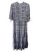 Oliphant Size XS White, Blue & Red Cotton Paisley Short Sleeve Ruffle Trim Dress White, Blue & Red / XS
