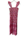 Bindu Size XS Red, Pink & White Cotton Paisley Print Ruffle Straps Tiered Dress Red, Pink & White / XS