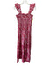 Bindu Size XS Red, Pink & White Cotton Paisley Print Ruffle Straps Tiered Dress Red, Pink & White / XS