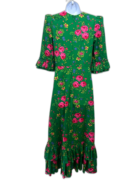 The Vampire's Wife Size 8 Green, Pink & Multi Cotton & Silk Floral Dress Green, Pink & Multi / 8