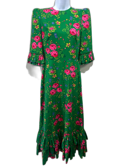 The Vampire's Wife Size 8 Green, Pink & Multi Cotton & Silk Floral Dress Green, Pink & Multi / 8