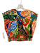 Ciebon Size S Beige & Multi Cotton Cap Sleeve Abstract Print Pleated V Neck Top Beige & Multi / S