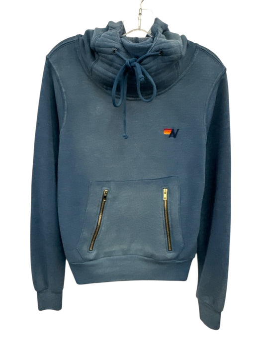 Aviator Nation Size XS Blue Polyester Blend Heathered Hooded High Neck Sweater Blue / XS