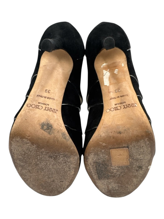 Jimmy Choo Shoe Size 39 Black Leather Upper Suede Caged Back Zip Sandals Black / 39