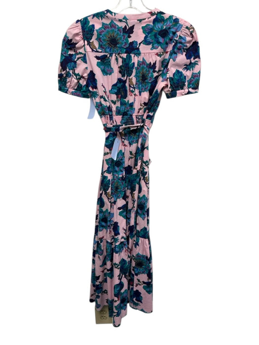 Diane Von Furstenberg Size 0 Pink & blue Cotton Blend Button Detail Floral Dress Pink & blue / 0