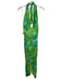 Rhode Size 2 Green & Blue Linen Criss Cross Abstract Halter Midi Dress Green & Blue / 2
