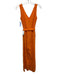 FRNCH Size S Orange Cotton Eyelet Button Front Sash Sleeveless Jumpsuit Orange / S