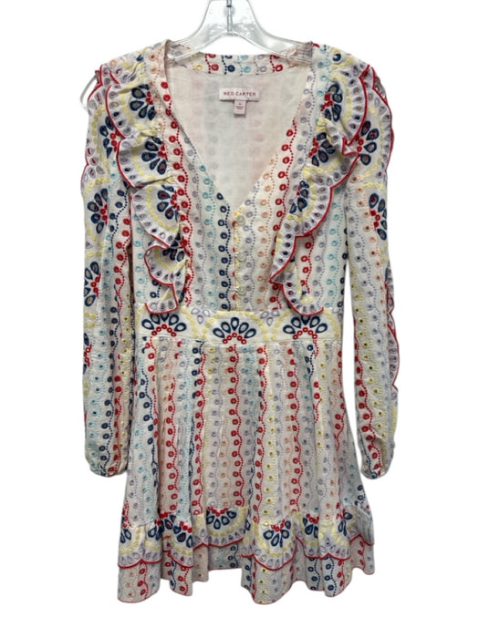 Red Carter Size XS White, Red, Multi Cotton Blend Embroidered Eyelet Mini Dress White, Red, Multi / XS