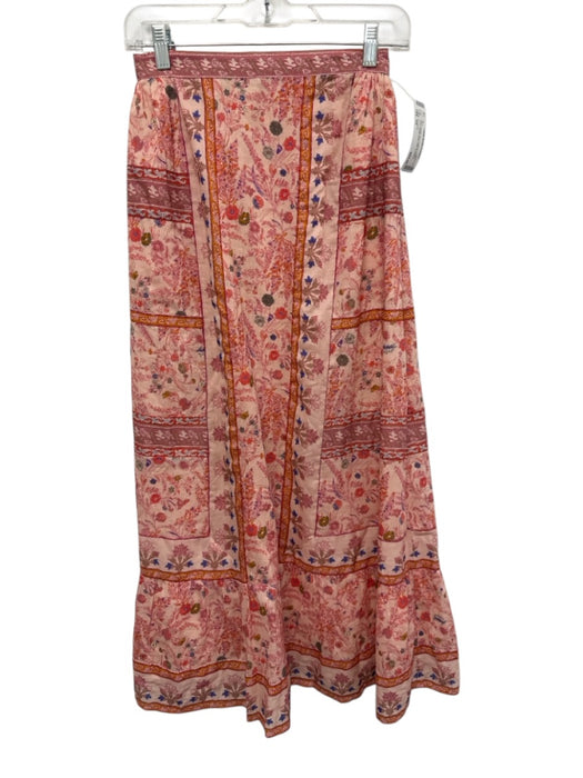 Cleobella Size XS Pink, Orange, Blue Organic Cotton Floral Elastic Waist Skirt Pink, Orange, Blue / XS
