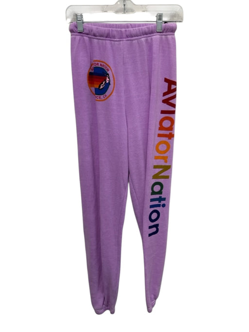 Aviator Nation Size S Purple Polyester Blend Graphic Drawstring Waist Pants Purple / S