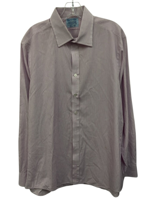 Hildtch & Key Size 17 Purple & White Cotton Striped Button Up Long Sleeve Shirt Purple & White / 17
