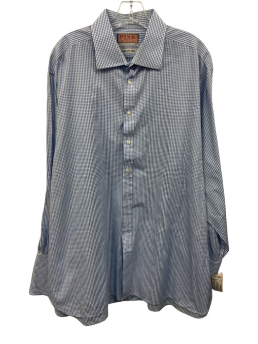Thomas Pink Size 18 Blue & White Cotton Gingham Button Up Long Sleeve Shirt Blue & White / 18