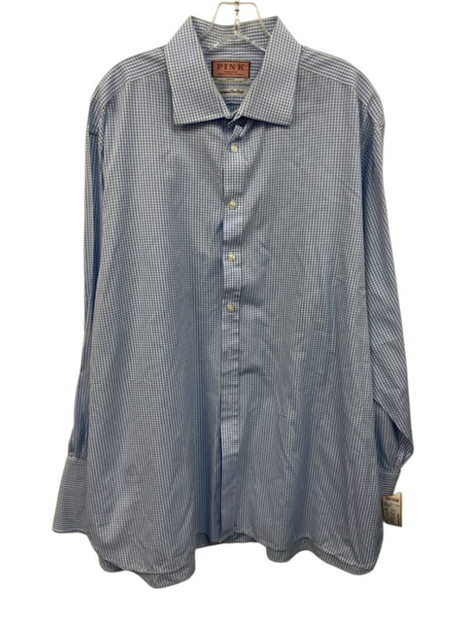 Thomas Pink Size 18 Blue & White Cotton Gingham Button Up Long Sleeve Shirt Blue & White / 18