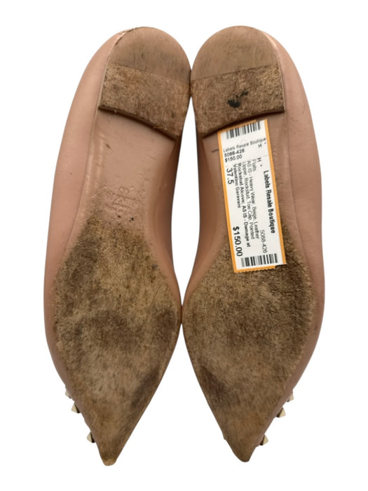 Valentino Garavani Shoe Size 37.5 Beige Leather Upper Rockstud Toe Cap Flats Beige / 37.5