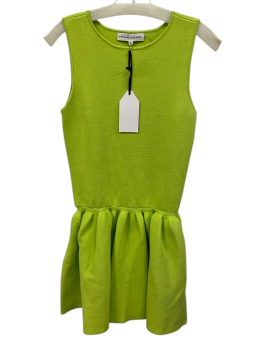 English Factory Size XS Lime Green Viscose Blend Knit Sleeveless Puff Dress Lime Green / XS